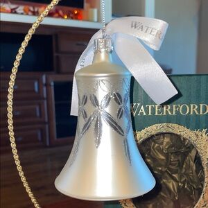 Waterford Silver Holiday Bell Ornament with White Ribbon
